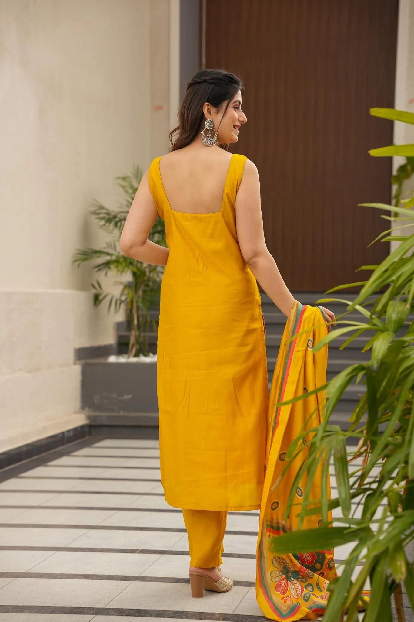 Yellow Flower Printed Salwar Suit