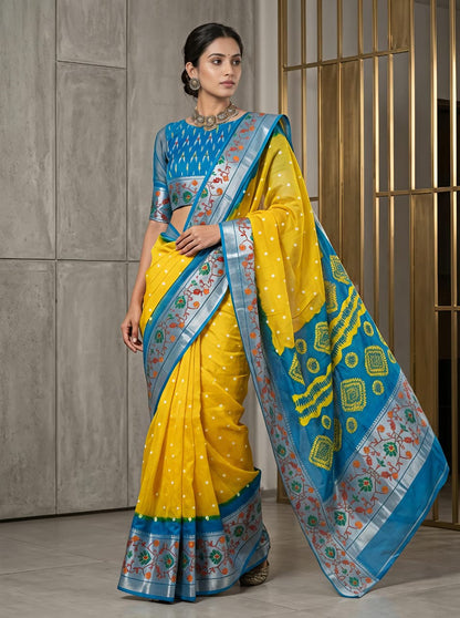 Yellow Glow Leheriya Designer Saree for Women