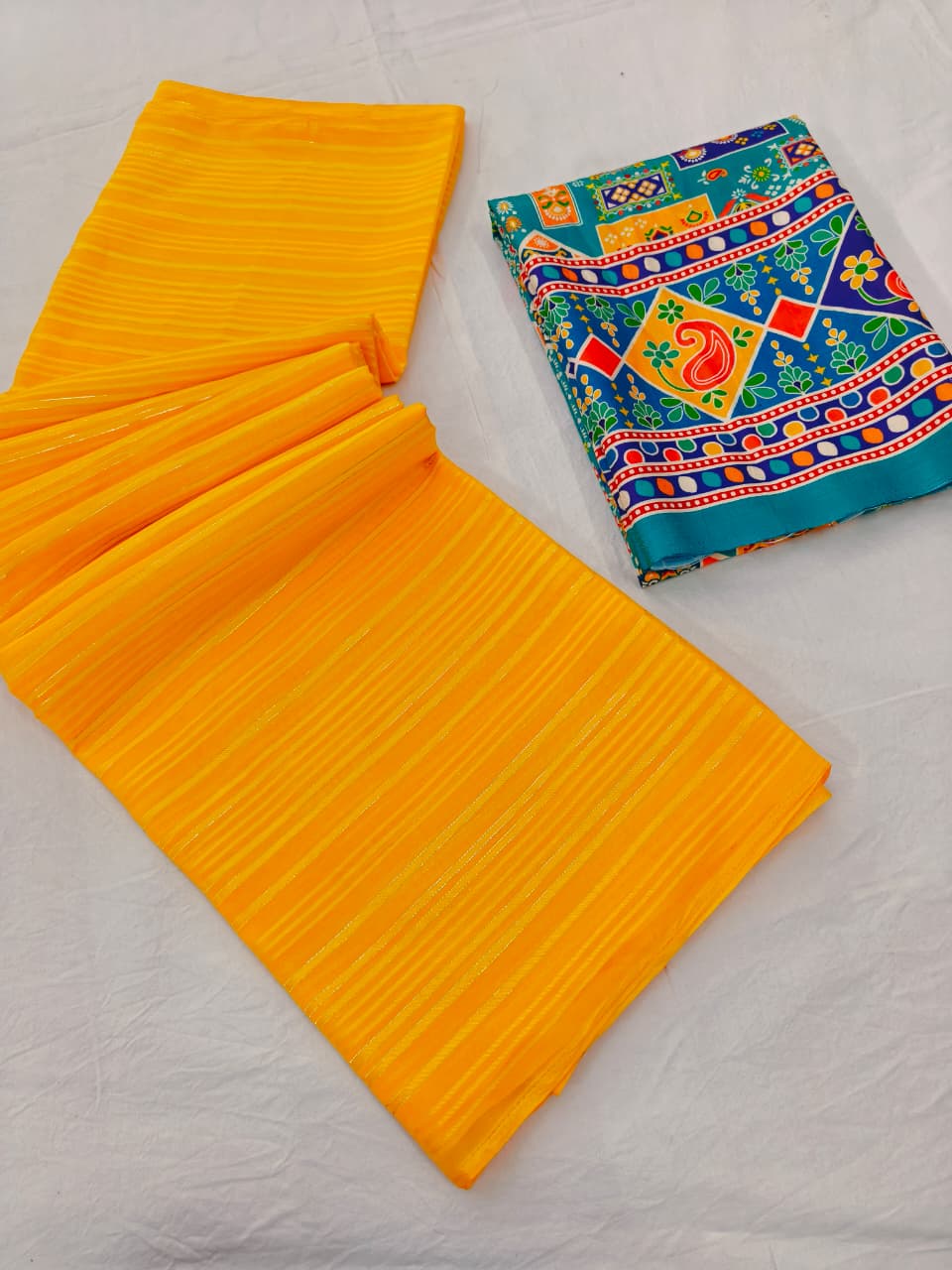 Yellow Haldi Special Georgette Saree with Zari for Women