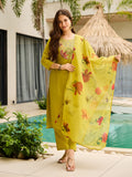 Yellow  Kurti Pant Set with Taby Dupatta