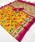 Mustard Yellow Patola Print Soft Pashmina Silk Designer Saree