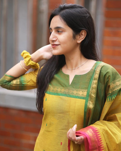 Yellow Royal Touch Kurti Set for Women