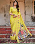 Yellow Heritage Digital Print Silk Saree with Zari Border & for Women