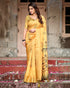 Golden Yellow Tussar Silk Printed Saree with Blouse for Women